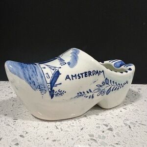 Vintage DELFT BLUE Holland Ceramic Shoe Clog | Amsterdam | Handpainted | 5"